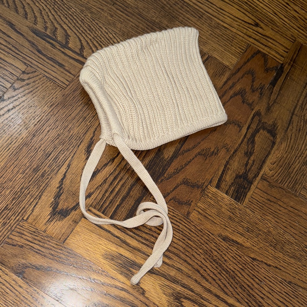 Carmina Beige Knit Bonnet Hat